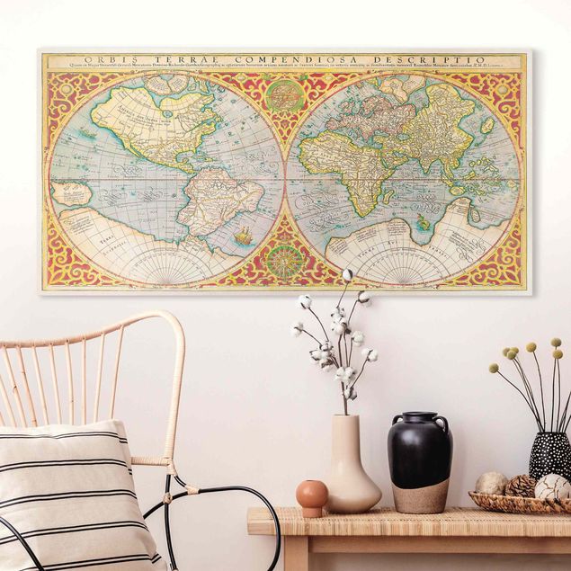 Kök dekoration Historic World Map Orbis Descriptio Terrare Compendiosa