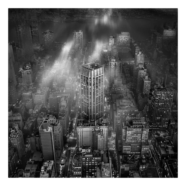Canvastavlor svart och vitt Sunlight Over New York City