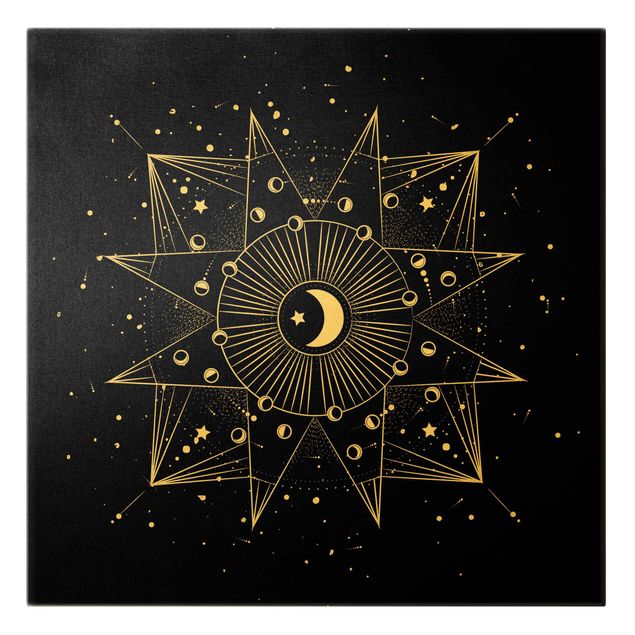 Tavlor svart Astrology Moon Magic Black