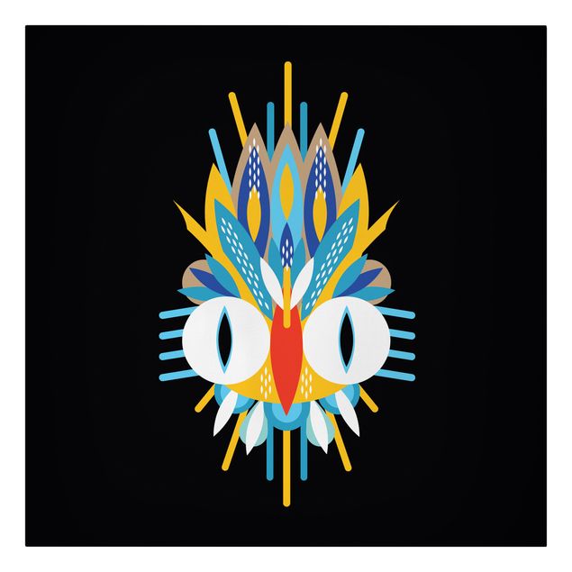 Tavlor fjädrar Collage Ethno Mask - Bird Feathers