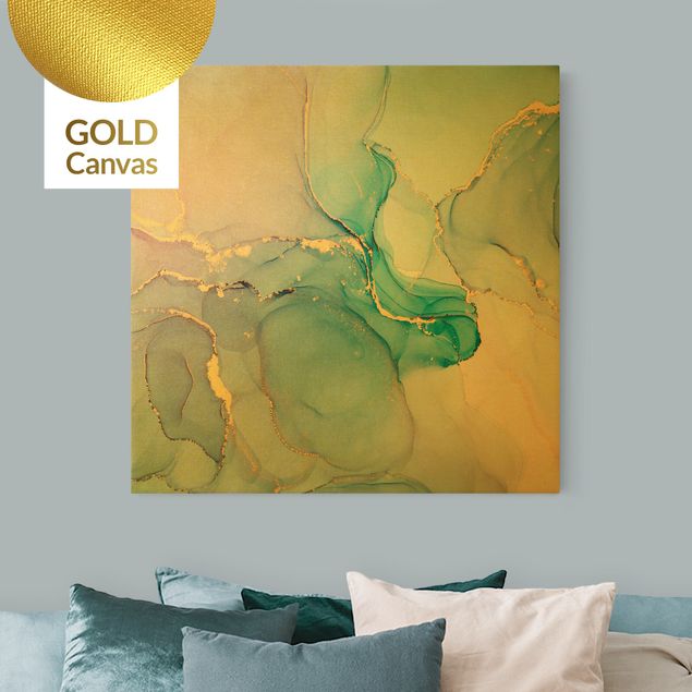 Kök dekoration Watercolour Pastel Turquoise With Gold