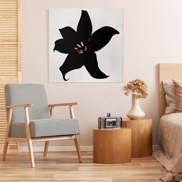Canvastavlor orkidéer Graphical Plant World - Orchid Black And Gold