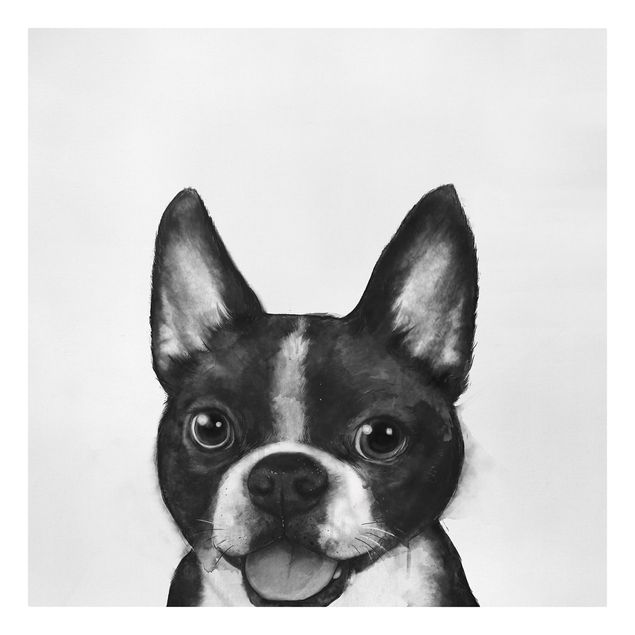 Canvastavlor konstutskrifter Illustration Dog Boston Black And White Painting
