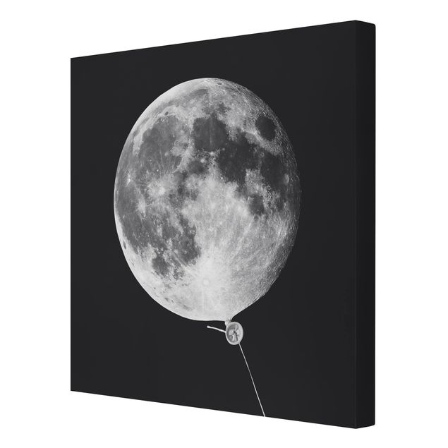 Tavlor svart Balloon With Moon