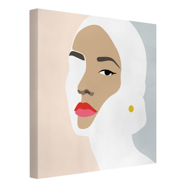 Tavlor konstutskrifter Line Art Portrait Woman Pastel Grey