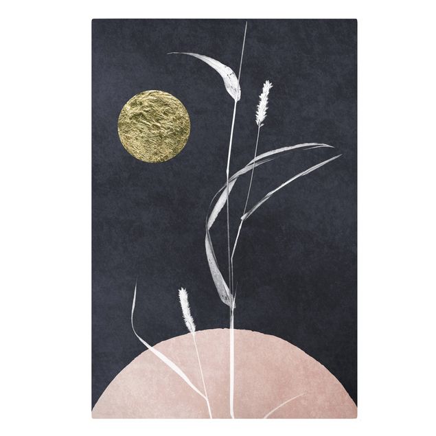 Tavlor blommor  Golden Moon With Reed