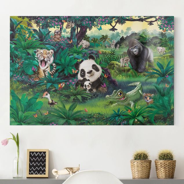 Canvastavlor apor Jungle With Animals