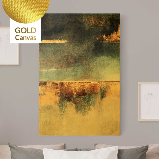 Kök dekoration Abstract Lakeshore In Gold