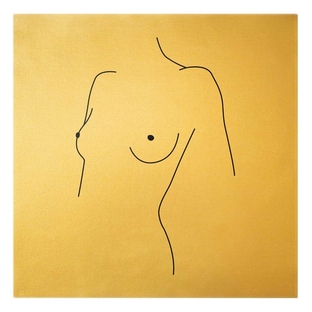 Canvastavlor konstutskrifter Line Art Nude Bust Woman Black And White