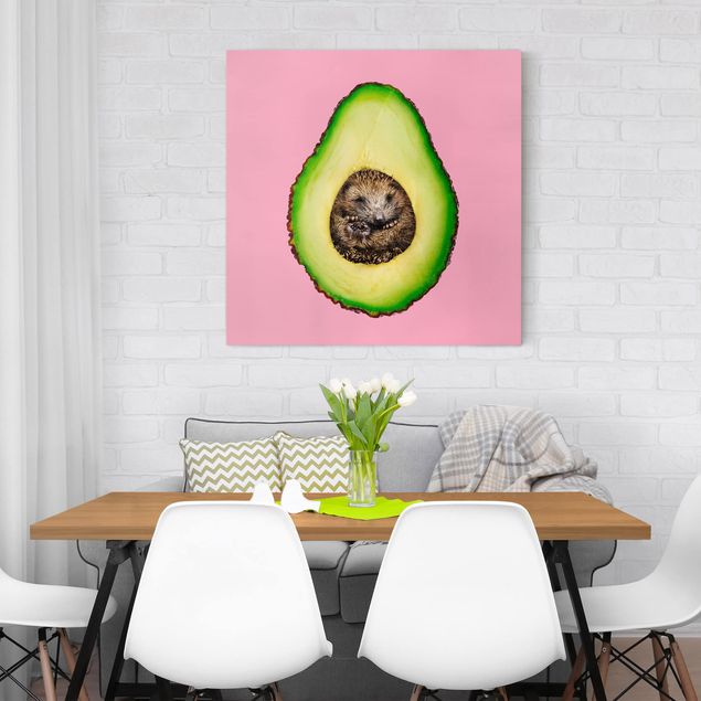 Canvastavlor grönsaker och frukt Avocado With Hedgehog
