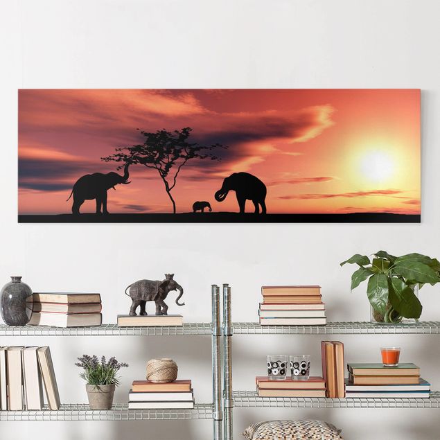 Canvastavlor elefanter African Elephant Family