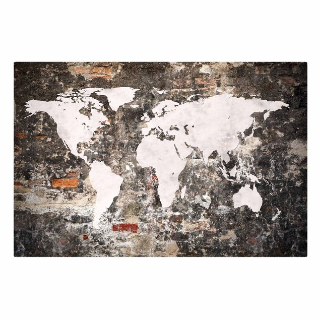 Canvastavlor världskartor Old Wall World Map