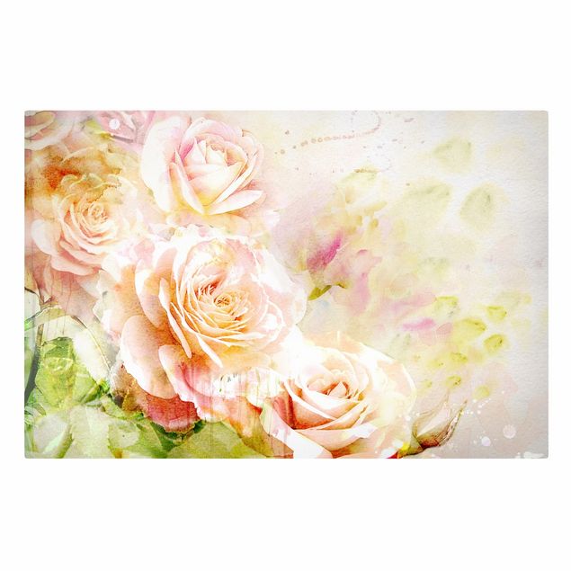 Tavlor blommor Watercolour Rose Composition