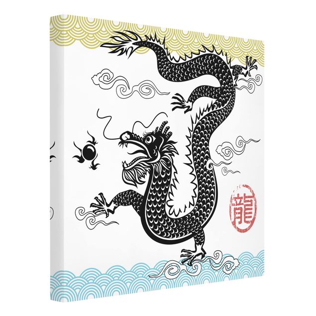 Canvastavlor vintage Asian Dragon