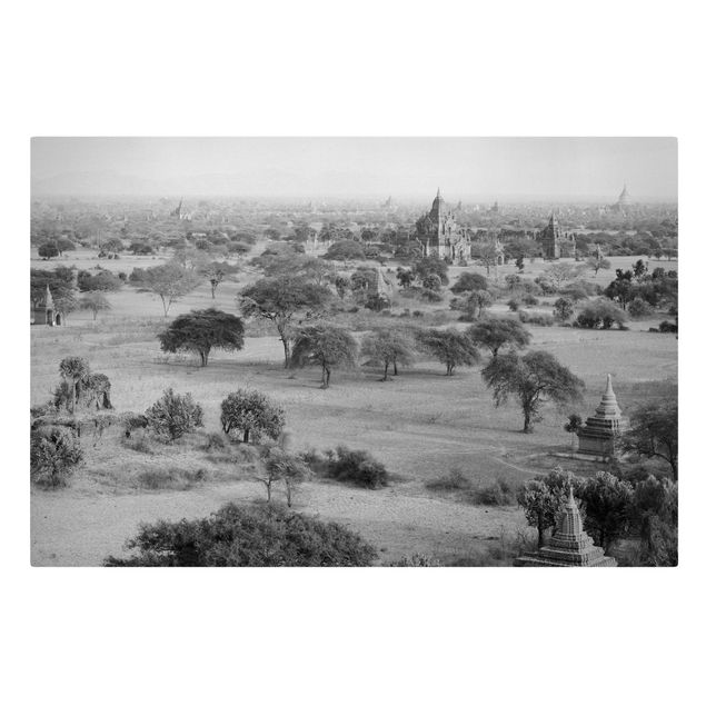 Canvastavlor svart och vitt Bagan in Myanmar II