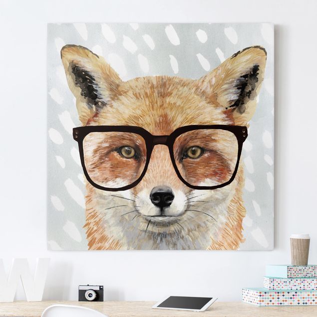 Canvastavlor djur Animals With Glasses - Fox