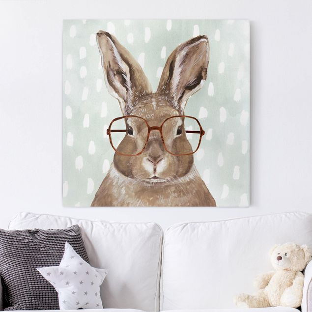 Canvastavlor djur Animals With Glasses - Rabbit