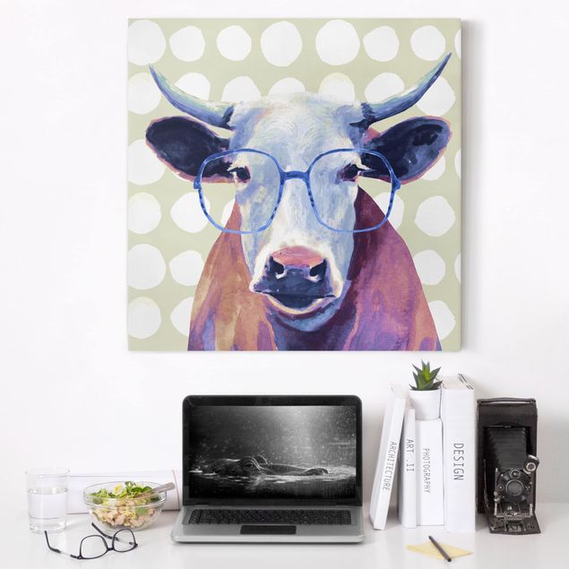 Canvastavlor djur Animals With Glasses - Cow