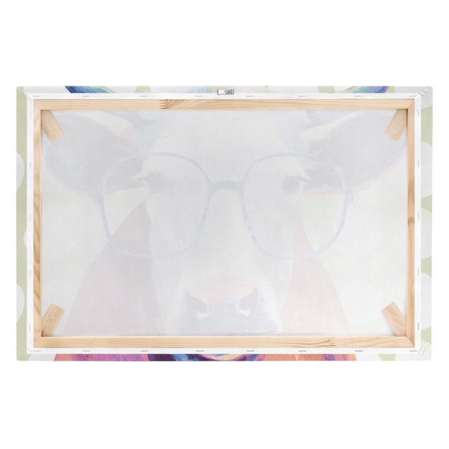 Canvastavlor Animals With Glasses - Cow