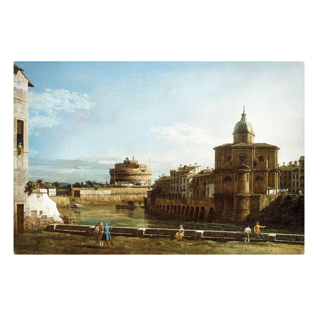 Canvastavlor Italien Bernardo Bellotto - View of Rome on the Banks of the Tiber