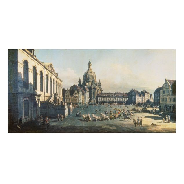 Canvastavlor hundar Bernardo Bellotto - New Market Square In Dresden From The Jüdenhof