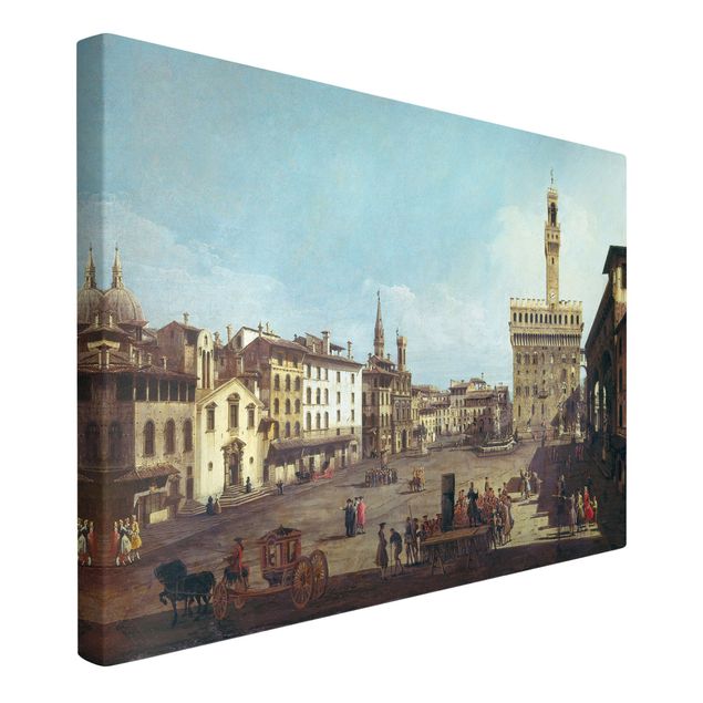 Canvastavlor hundar Bernardo Bellotto - The Piazza della Signoria in Florence