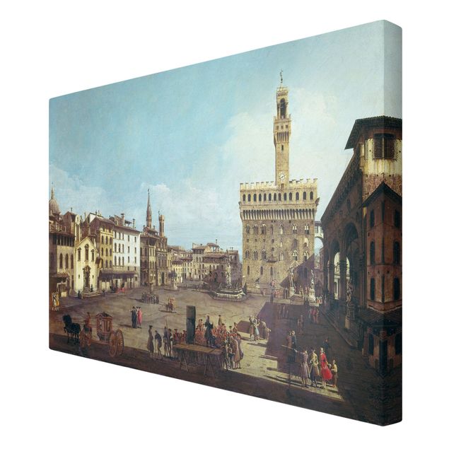 Canvastavlor Italien Bernardo Bellotto - The Piazza della Signoria in Florence