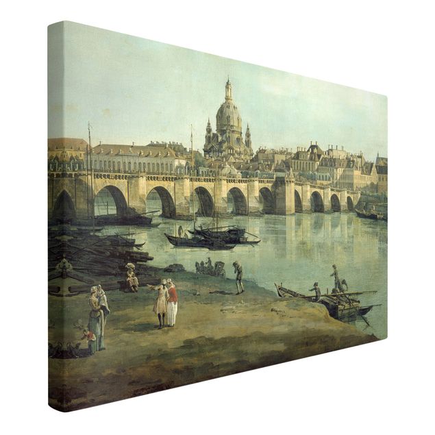 Canvastavlor Dresden Bernardo Bellotto - View of Dresden from the Right Bank of the Elbe with Augustus Bridge