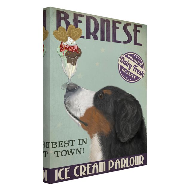 Canvastavlor ordspråk Bernese Mountain Dog With Ice