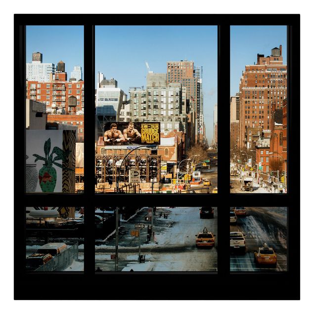Tavlor arkitektur och skyline View From Windows On Street In New York