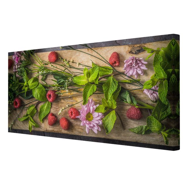 Tavlor grön Flowers Raspberries Mint
