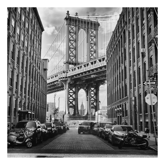Canvastavlor svart och vitt Manhattan Bridge In America