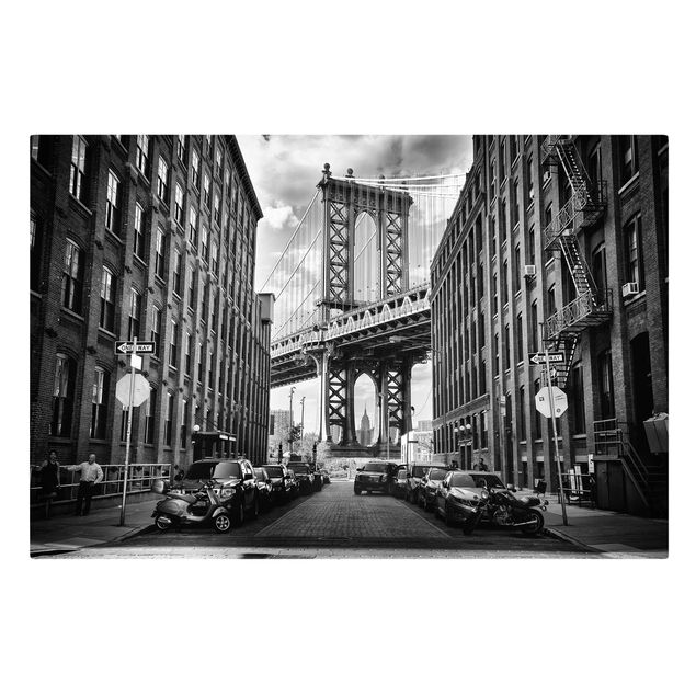 Canvastavlor svart och vitt Manhattan Bridge In America