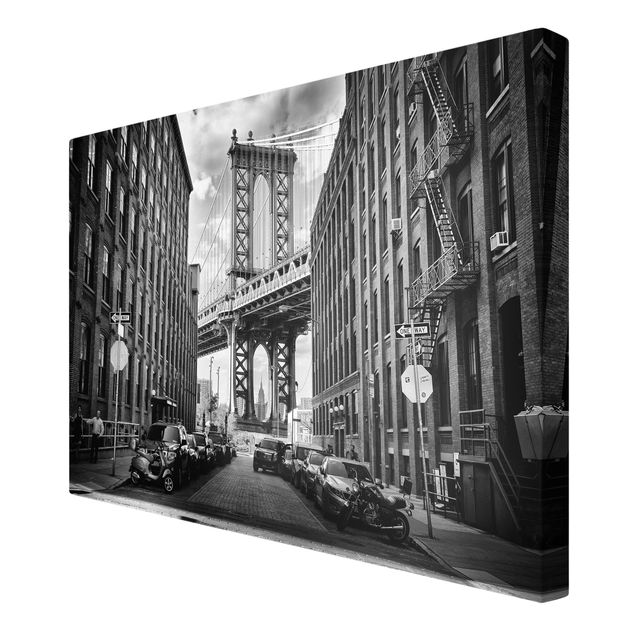Tavlor arkitektur och skyline Manhattan Bridge In America