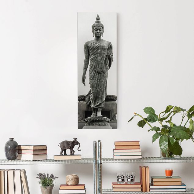 Canvastavlor svart och vitt Buddha Statue