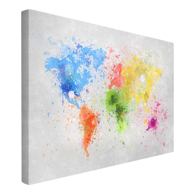 Canvastavlor världskartor Colourful Splodges World Map
