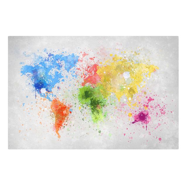 Tavlor färgglada Colourful Splodges World Map