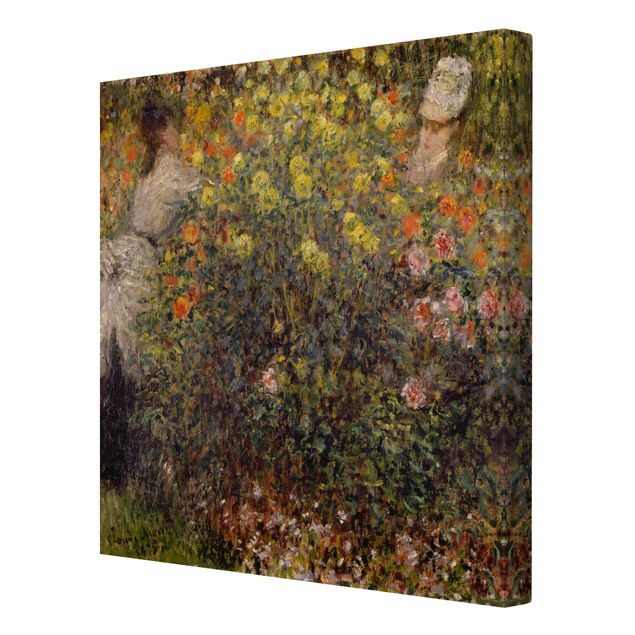 Canvastavlor blommor  Claude Monet - Two Ladies in the Flower Garden