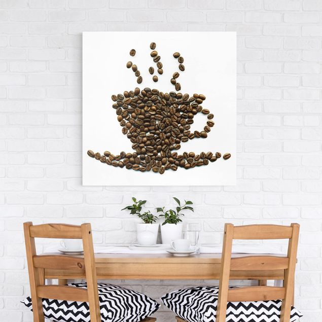 Canvastavlor kaffe Coffee Beans Cup