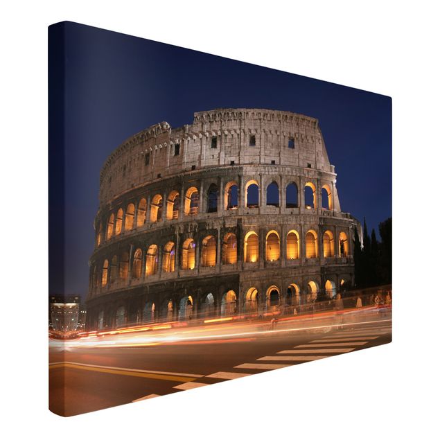 Canvastavlor zebror Colosseum in Rome at night