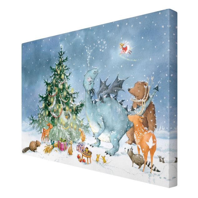 Canvastavlor skogar Vasily Raccoon - Christmas