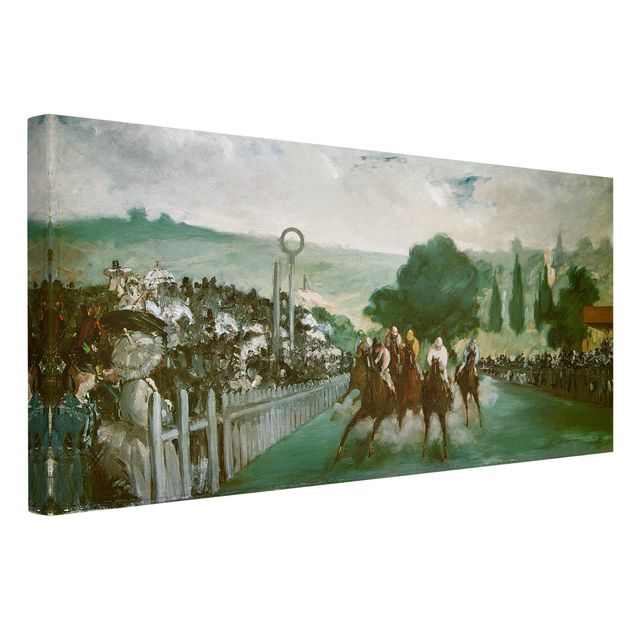 Canvastavlor hästar Edouard Manet - Races At Longchamp