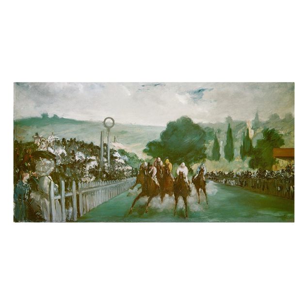 Tavlor hästar Edouard Manet - Races At Longchamp
