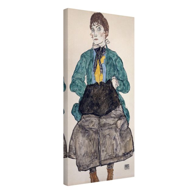Konststilar Egon Schiele - Woman In Green Blouse With Muff