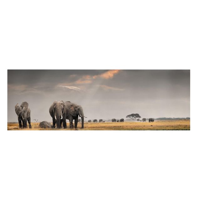 Tavlor landskap Elephants in the Savannah