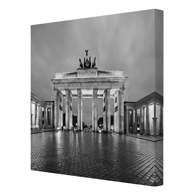 Canvastavlor svart och vitt Illuminated Brandenburg Gate II