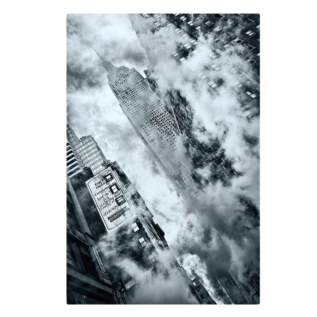 Canvastavlor svart och vitt Facade Of The Empire State Building