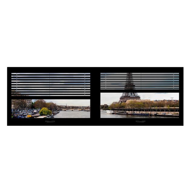Canvastavlor Arkitektur och Skyline Window View Blinds - Seine And Eiffel Tower