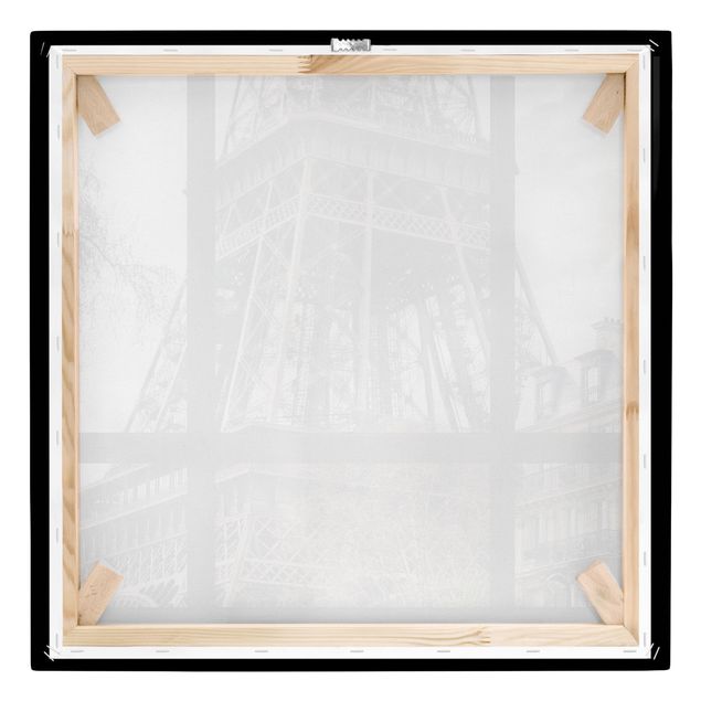 Tavlor svart och vitt Window view Paris - Near the Eiffel Tower black and white