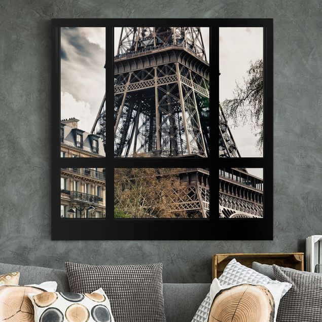 Kök dekoration Window view Paris - Near the Eiffel Tower black and white